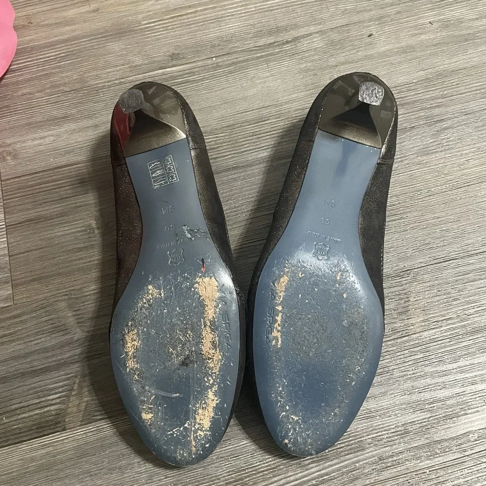 VIA‎ SPIGA Italy Womens Sz 9M Kitten Heel Pumps Gunmetal Distressed Leather Bow